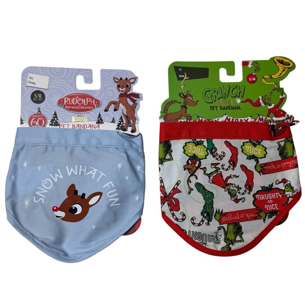 Holiday Pet Bandana Set Snoop Dogg Jammies Small Medium Cat Dog NEW - Picture 9 of 12